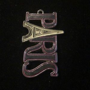 Silver Tone PARIS Charm, Key Chain Accent/Statement piece, 2.5” x 1.5”